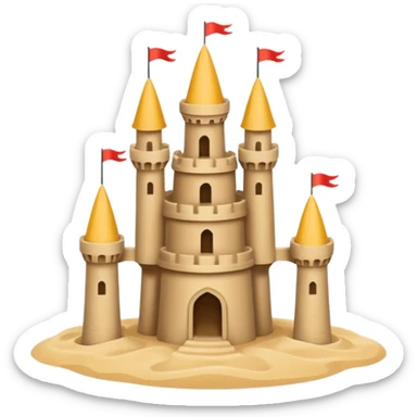Classic tower sand castle – simple with 4 turrets and a central keep sticker