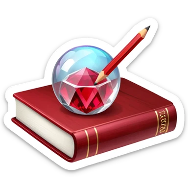 ice cube, book, pencil, match, bubble and ruby sticker