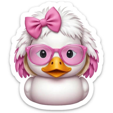 white duck with pink glasses and a pink bow sticker