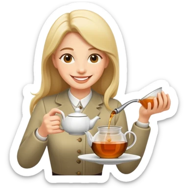 smiling person pouring tea sticker
