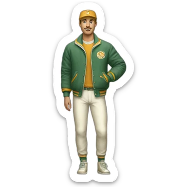 vintage sport clothes for white men sticker