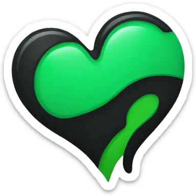 Half black and half Green broken swirl heart sticker