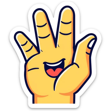 emoji with tongue out and hands showing finger tips and palms sticker