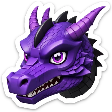 Minecraft black dragon head with purple eyes sticker