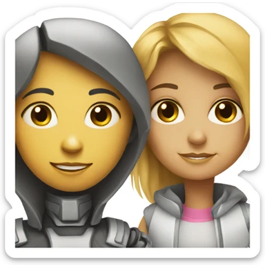 Bot and girl sticker