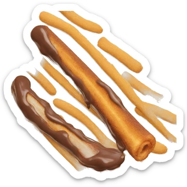 Churro with chocolate dipped tip sticker