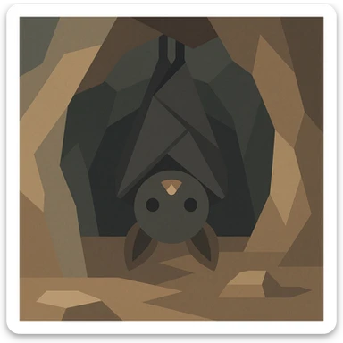 Flat design style bat in the cave sticker