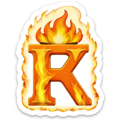 Make a 3d emoji of the word T with fire sticker