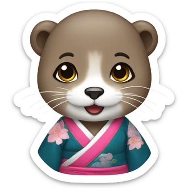 a otter face wearing traditional korean hanbok sticker