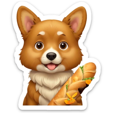 un chien choqué avec une baguette sticker