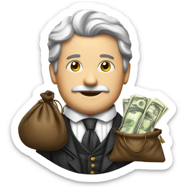 aristocrat with money bag in his hands sticker