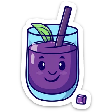glass of grape koolaid with ice cubes sticker
