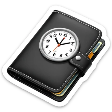 wallet with a clock on it, representing fast and affordable financial services sticker