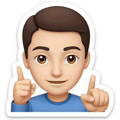 one eye brow up with a smirk and pointing sticker