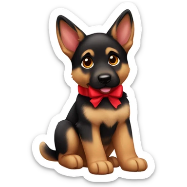german shepherd puppy red bow  sticker