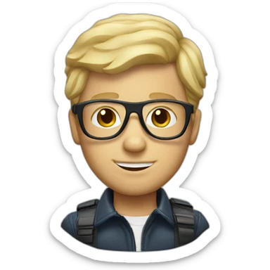 blonde white man with aviator glasses sticker