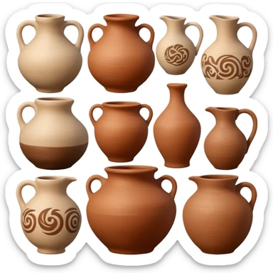 clay pottery with diffetent motifs sticker
