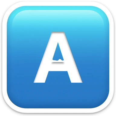 "3D premium,3D rounded-square icon in soft bleu with a beveled edge, bold serif white letter 'A'centered, strong specular highlights, inner glow, 1024x1024, png" sticker