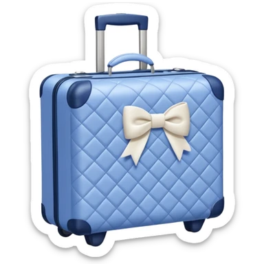 Periwinkle quilted luggage with white bow  sticker