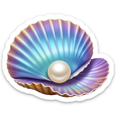 opened sea shell pearl inside sticker