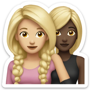 Blonde and black haired lesbians sticker
