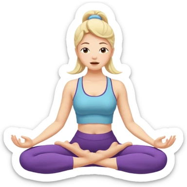 woman burping during yoga practice sticker