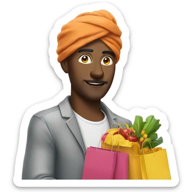 Man in turban with shopping bags  sticker