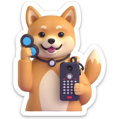 shiba inu calling on old phone sticker
