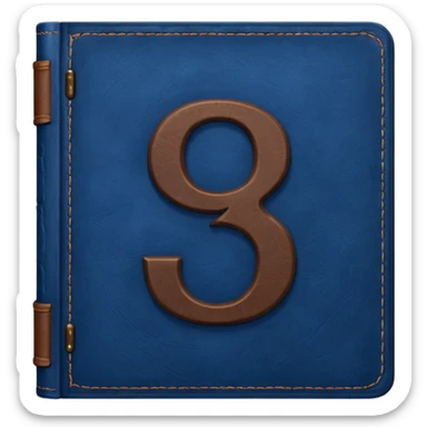 Dark blue book with a number "9" in the cover sticker