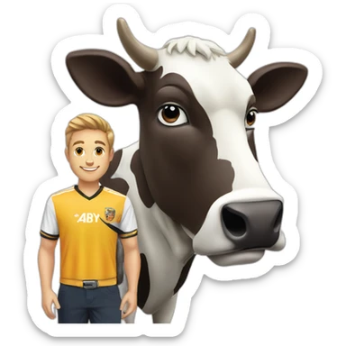 Alain spiers football mascot logo anny cow and anby cow sticker