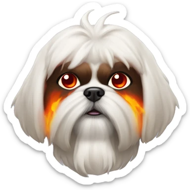 Shi tzu with devil ears and fire eyes  sticker