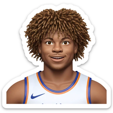 happy boy in basketball uniform sticker