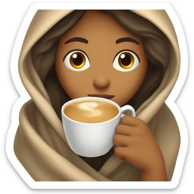 girl inside a blanket sipping coffee eyes closed sticker