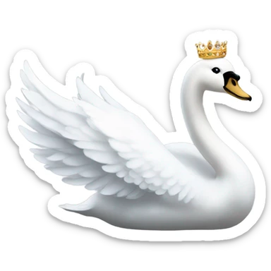 Princess white swan with crown sticker