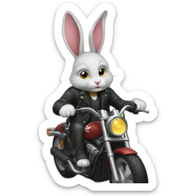 Biker bunny sticker