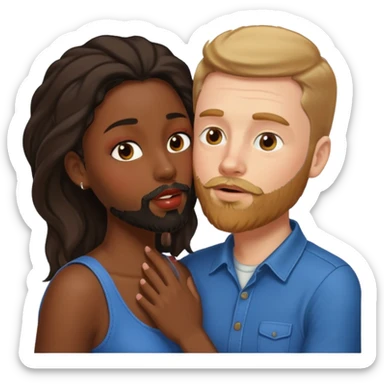 White guy kissing black woman  sticker