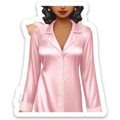 Light pink and white Lace satin pajama dress sticker