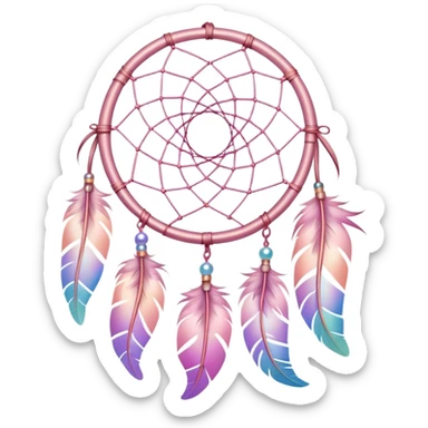 Iridescent pastel pink gradients dreamcatcher sticker