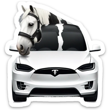 Black white paint horse and white model x Tesla sticker