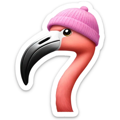 flamingo wearing a beanie sticker