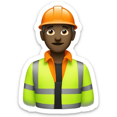 Man wearing orange hi viz with listening stick sticker