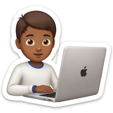 create a boy emoji workin on laptop sticker