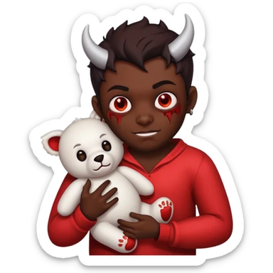 Devil hurting a teddy bear sticker