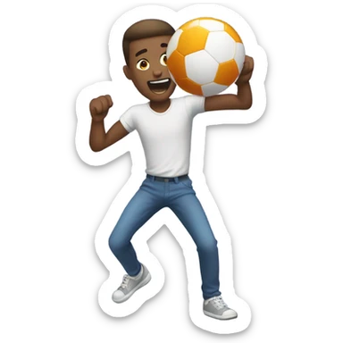 guy bouncing a ball that is super bouncy sticker