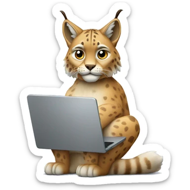 A lynx with a laptop sticker