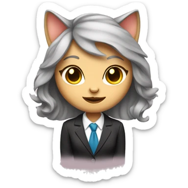 girl cat in a business suit sticker