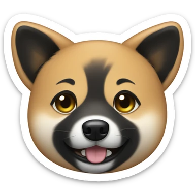 Black Shiba Inu face with tears of joy sticker