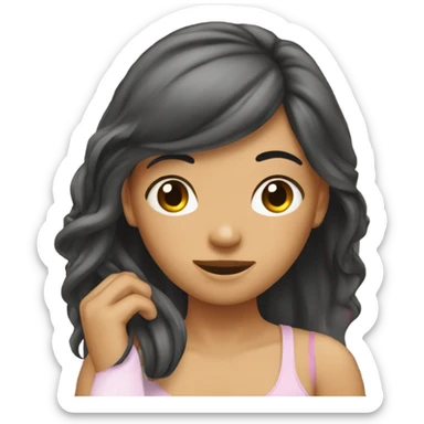 girl putting hair behind her ear  sticker