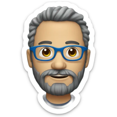 Hombre gordo con canas barba y lentes azules redondos sticker