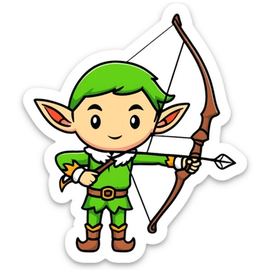 Elf archer with pointy ears and bow sticker